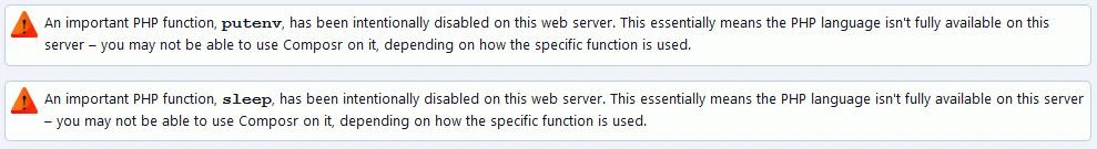 Disabled PHP functions