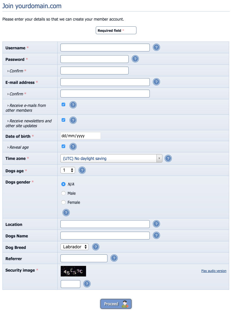 View the finished signup form