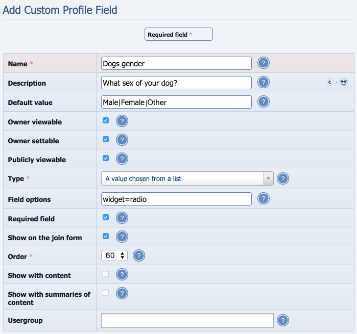 Use radio buttons on your Custom Profile Fields