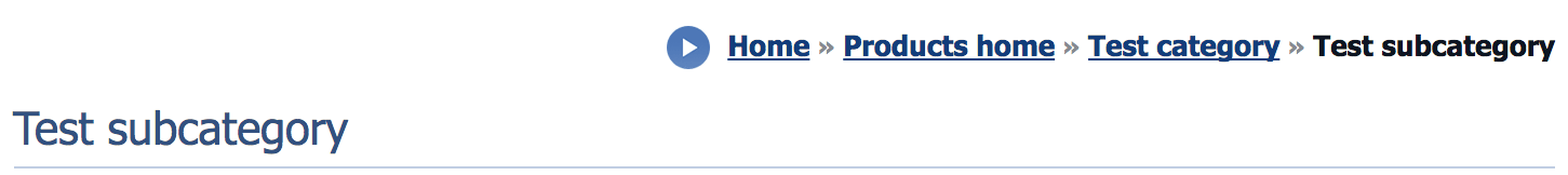 Viewing a subcategory