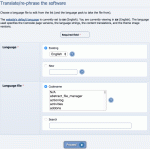 Choosing a language and language file to edit in the language editor