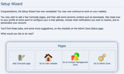 Composr Setup Wizard concluded