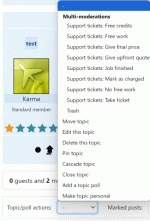 Moderation actions are presented underneath topics when they are individually viewed