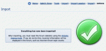 After importing some data a success screen is shown. Often special messages will be included on this screen.