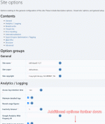 The most important area of the configuration are the General options in Site options