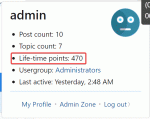 A logged-in member may see their points from the header