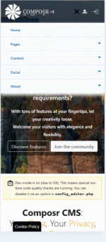 Showing the default menu type in mobile mode